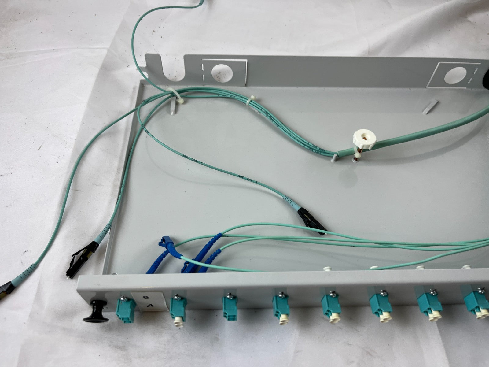 12 Port LC Duplex Fiber Optic Patch Panel Rack Mount OM3 Aqua MMF Used SPare