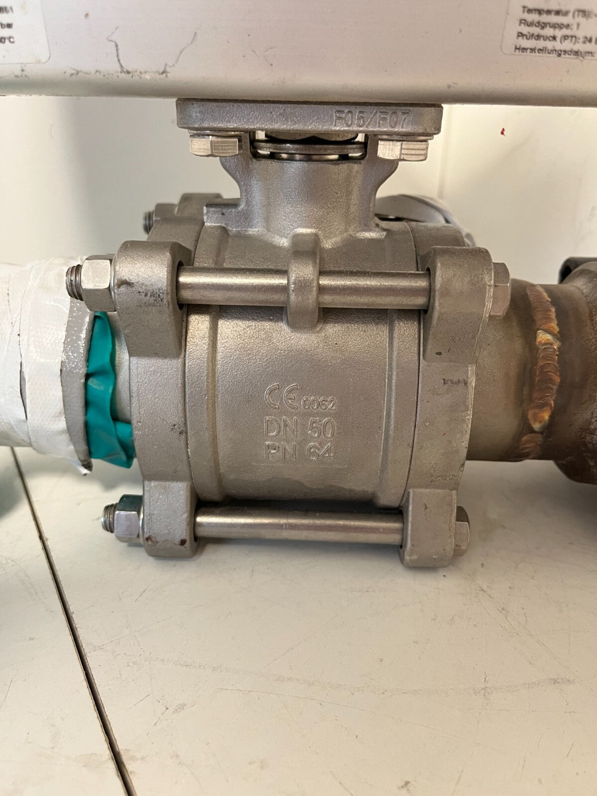 END-Armaturen ZA310367 DN50 Pneumatic Ball Valve PN64 SS PTFE Double Acting