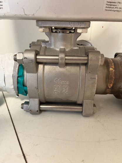 END-Armaturen ZA310367 DN50 Pneumatic Ball Valve PN64 SS PTFE Double Acting
