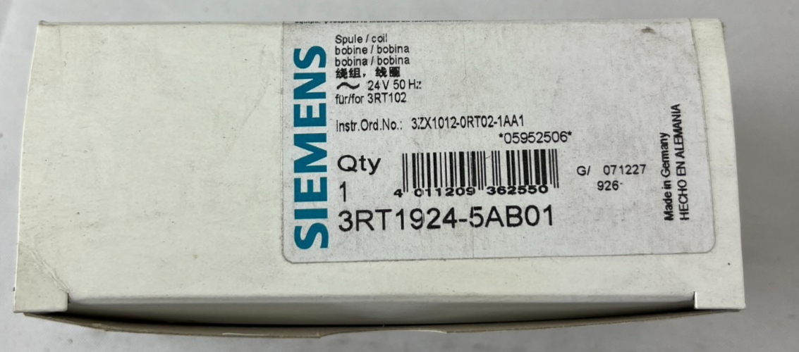 Siemens 3RT1924-5AB01 SIRIUS Magnetic Coil 24 V AC 50 Hz for 3RT1023–3RT1026 NOS