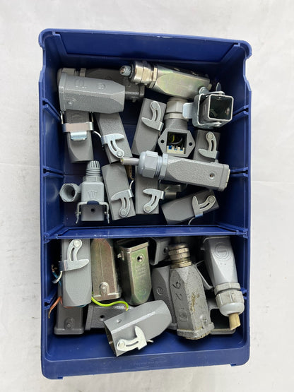 Harting Han 3A Side Entry Hood Connector Lot, Mixed Sizes, Used Bundle Spares