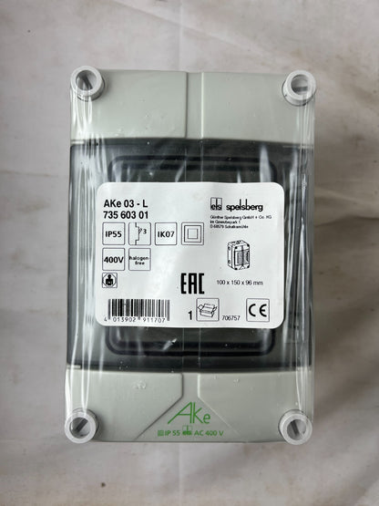 Spelsberg AKe 03-L 73560301 IP55 3 Module Enclosure 400V New in Box