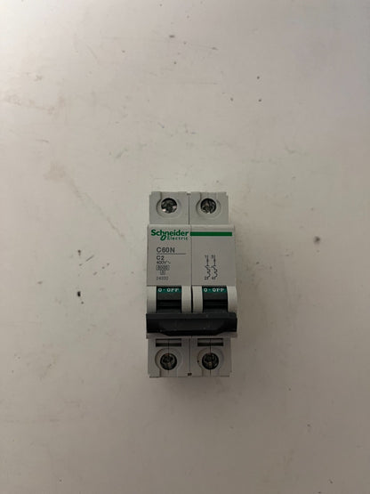 Schneider Electric C60N C2 2P 400V Miniature Circuit Breaker 6000A Used Spare