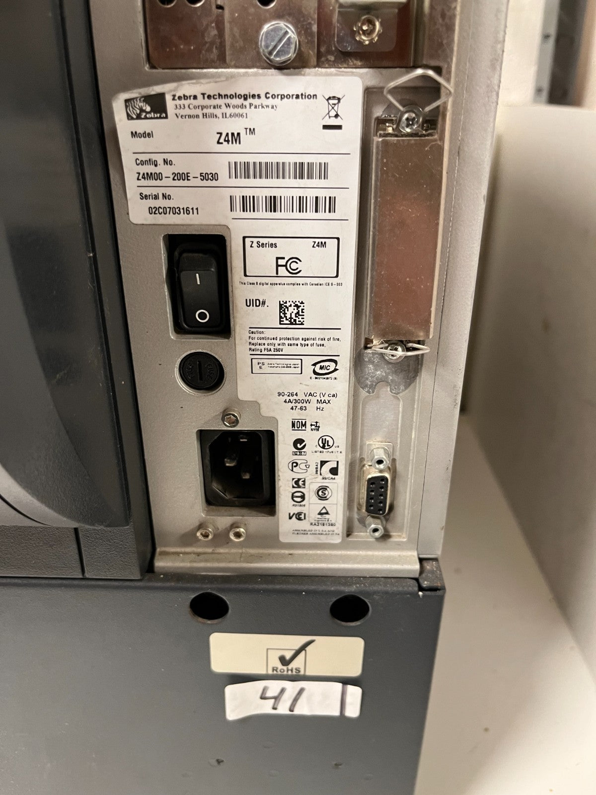 Zebra Z4Mplus Z4M00-200E-5030 Thermal Label Printer 203DPI Working Condition