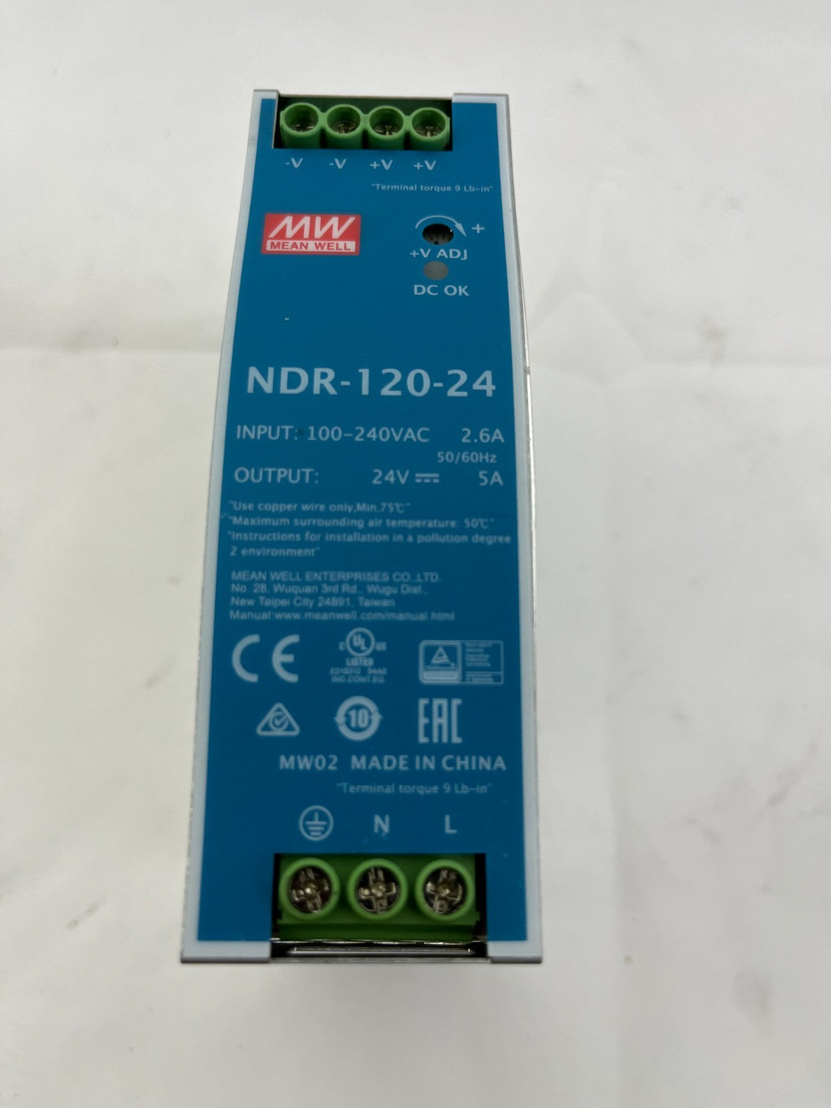 Mean Well NDR-120-24 DIN Rail Power Supply 24V 5A 120W NEW Unused Universal