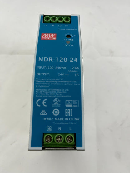Mean Well NDR-120-24 DIN Rail Power Supply 24V 5A 120W NEW Unused Universal