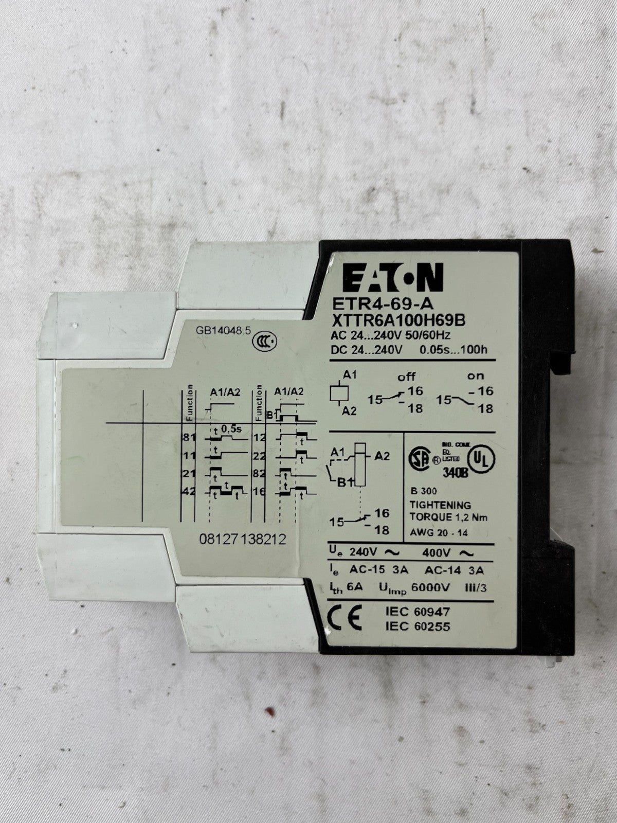 Eaton ETR4-69-A XTTR6A100H69B Multifunction Timer Relay 24–240V AC/DC Spare