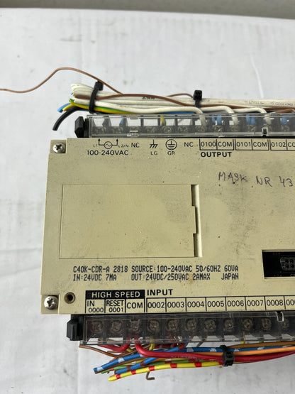 Omron Sysmac C40K C40K-CDR-A Programmable Controller 24VDC I/O 100–240VAC Used