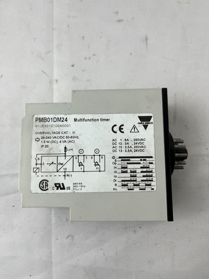 Carlo Gavazzi PMB01DM24 Multifunction Timer Relay 24–240VAC/DC DPDT Plug‑In Used