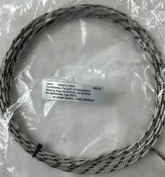 Type J Thermocouple Probe 5m Stainless Braided Cable 350°C Screw Mount New