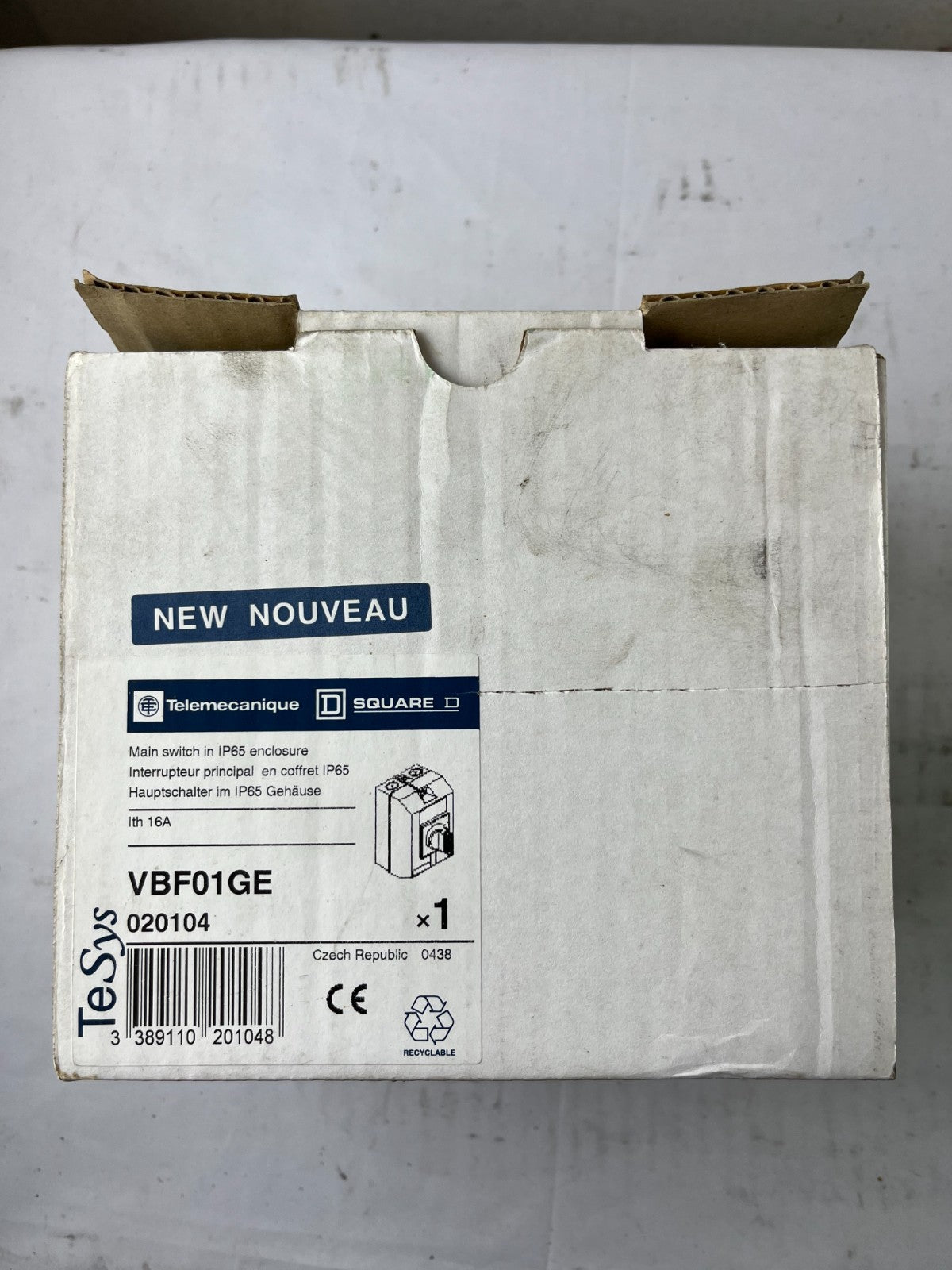 Telemecanique VBF01GE Main Switch 16A IP65 Enclosure TeSys New Unit