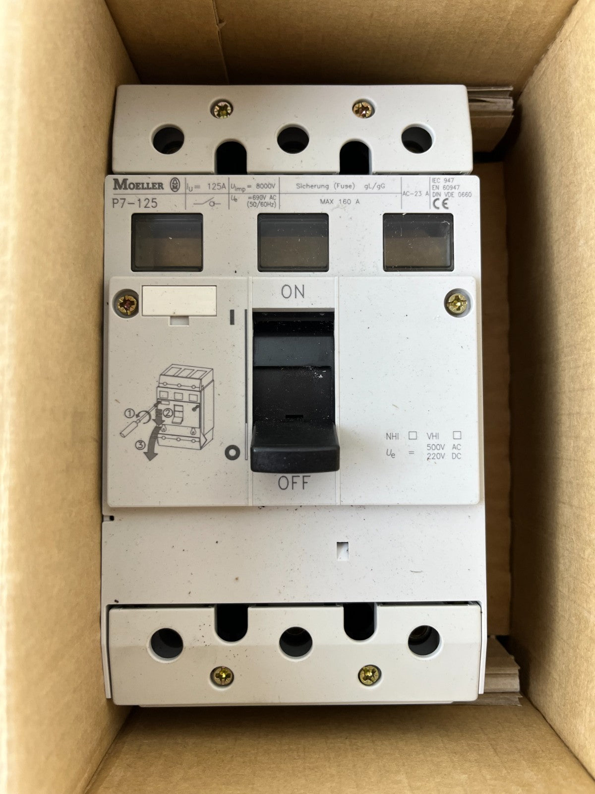 Moeller P7-125 Main Switch 3-Pole 125A 690V AC Disconnect Switch Breaker NEW