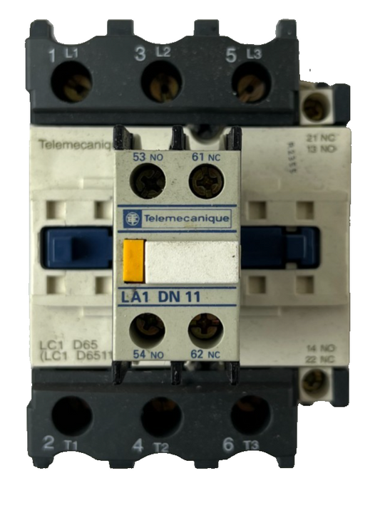 Telemecanique LC1 D65 Contactor 80A 1000V 3P w/ LA1 DN11 Aux Block Used Spare
