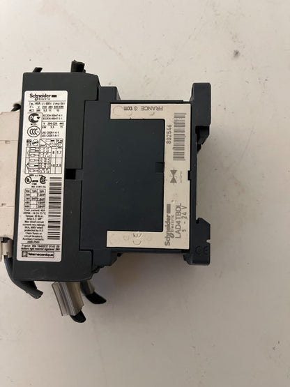 Schneider Electric LC1D25BD Contactor 25A 24V DC Coil TeSys D + LAD4TBDL Used