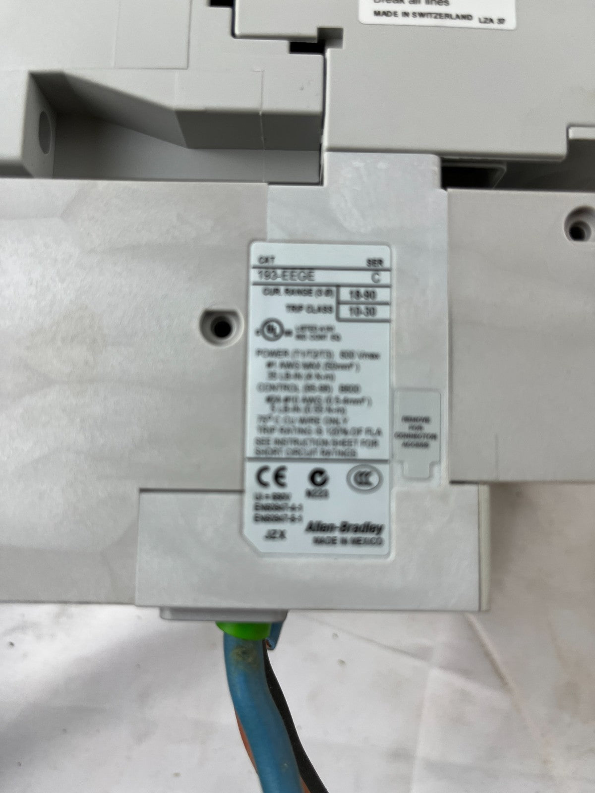 Allen-Bradley Motor Starter Bundle 100-C60 Contactors 193-EEGE Overload Relay