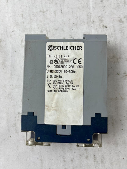 Schleicher KZT11 Timer Relay 230VAC 0.15-3s Time Delay DIN Rail Used Spare Unit
