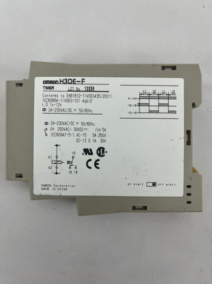 Omron H3DE-F Timer Relay 24–230V AC/DC Multi-Range DIN – Used, Tested, SPDT