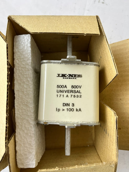 LK-NES 171A7532 DIN 3 Cartridge Fuse Link 500A 500V Industrial Fuse NEW Spare