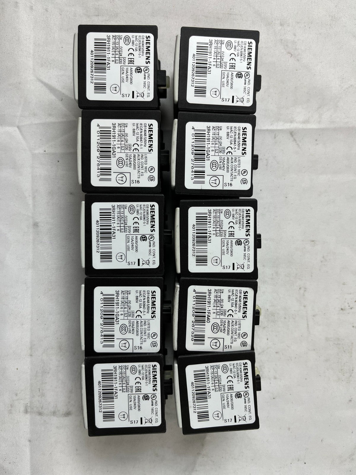 Siemens 3RH1911 Aux Contact Block 10A 240V IEC Used Lot 10 Mixed Models Spares