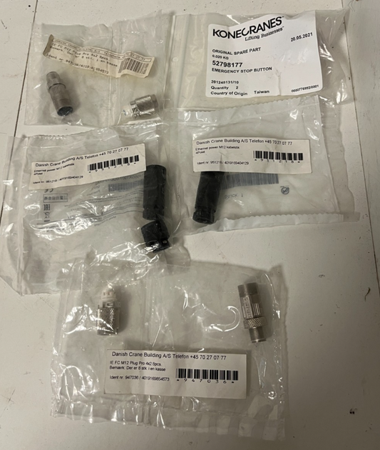 Mixed M12 Industrial Connector Lot Siemens Konecranes Ethernet Power New NOS