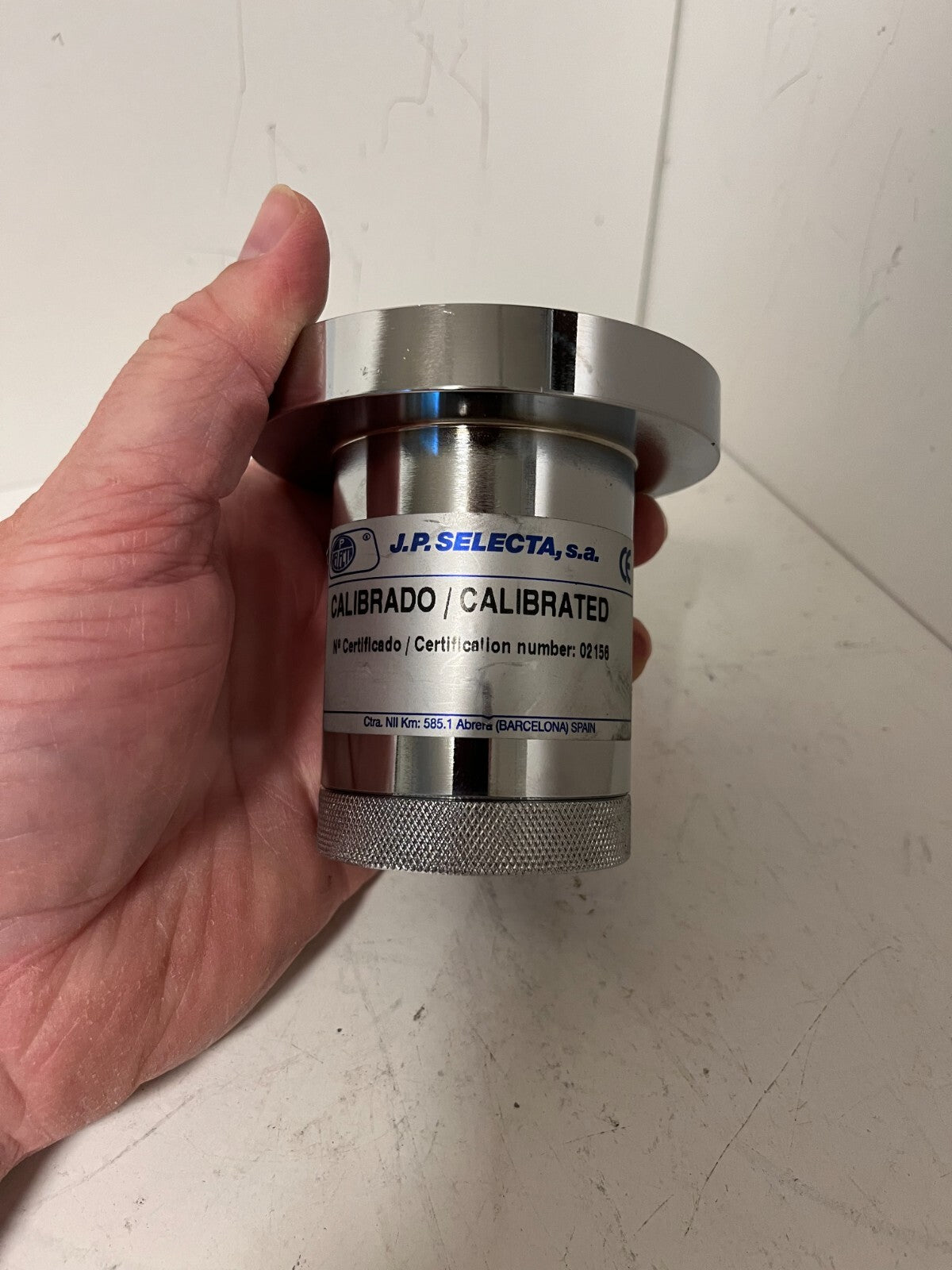 J.P. Selecta Calibrated Reference Vessel Stainless Cert 02158 Lab Hardly Used