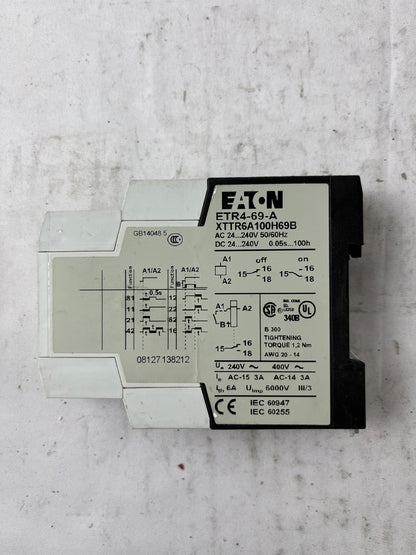 Eaton ETR4-69-A XTTR6A100H69B Multifunction Timer Relay 24–240V AC/DC Spare