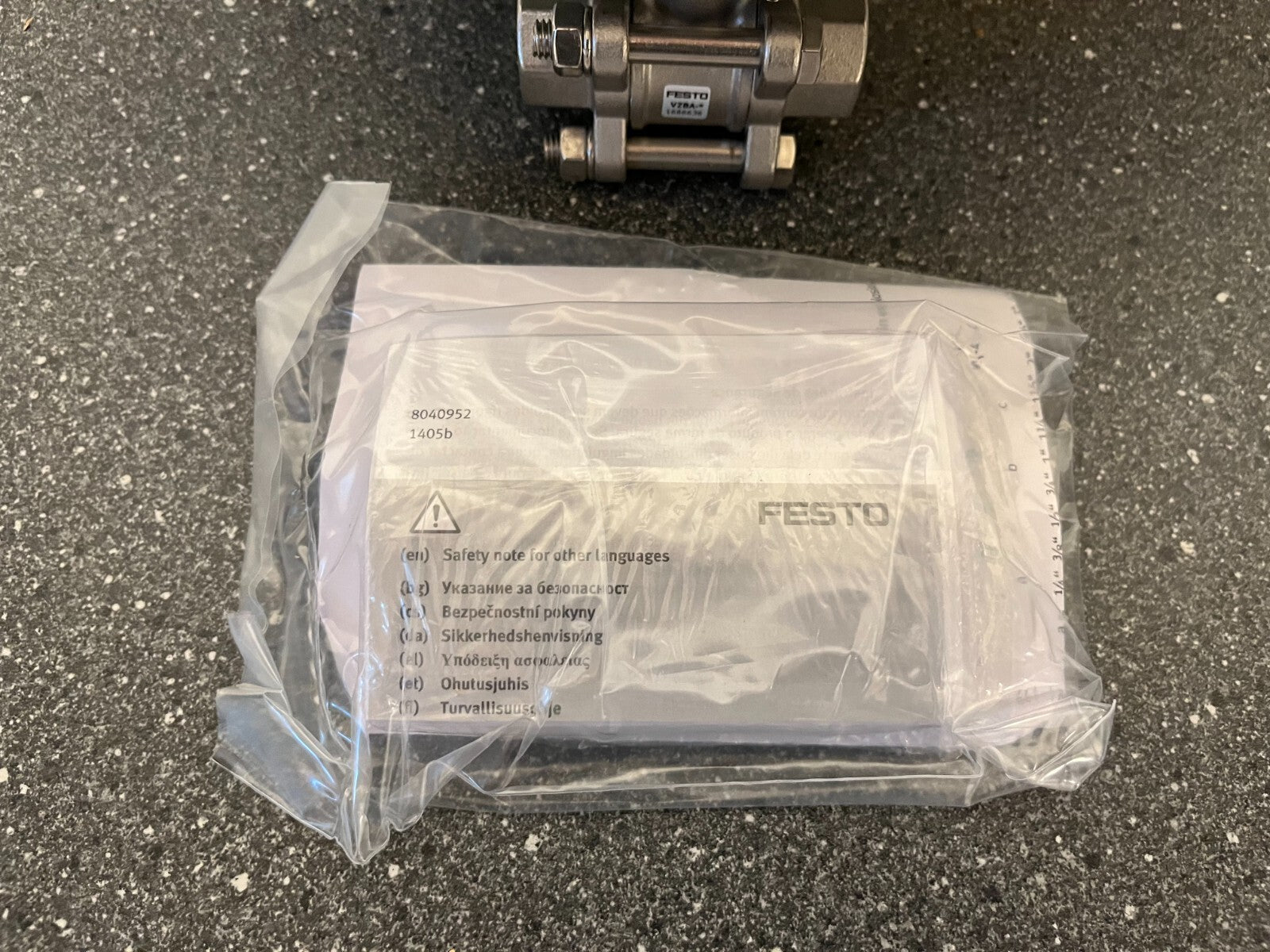 Festo VZBA-1/2"-GG-63-T-22 Pneumatic Ball Valve Actuator Assembly, Stainless