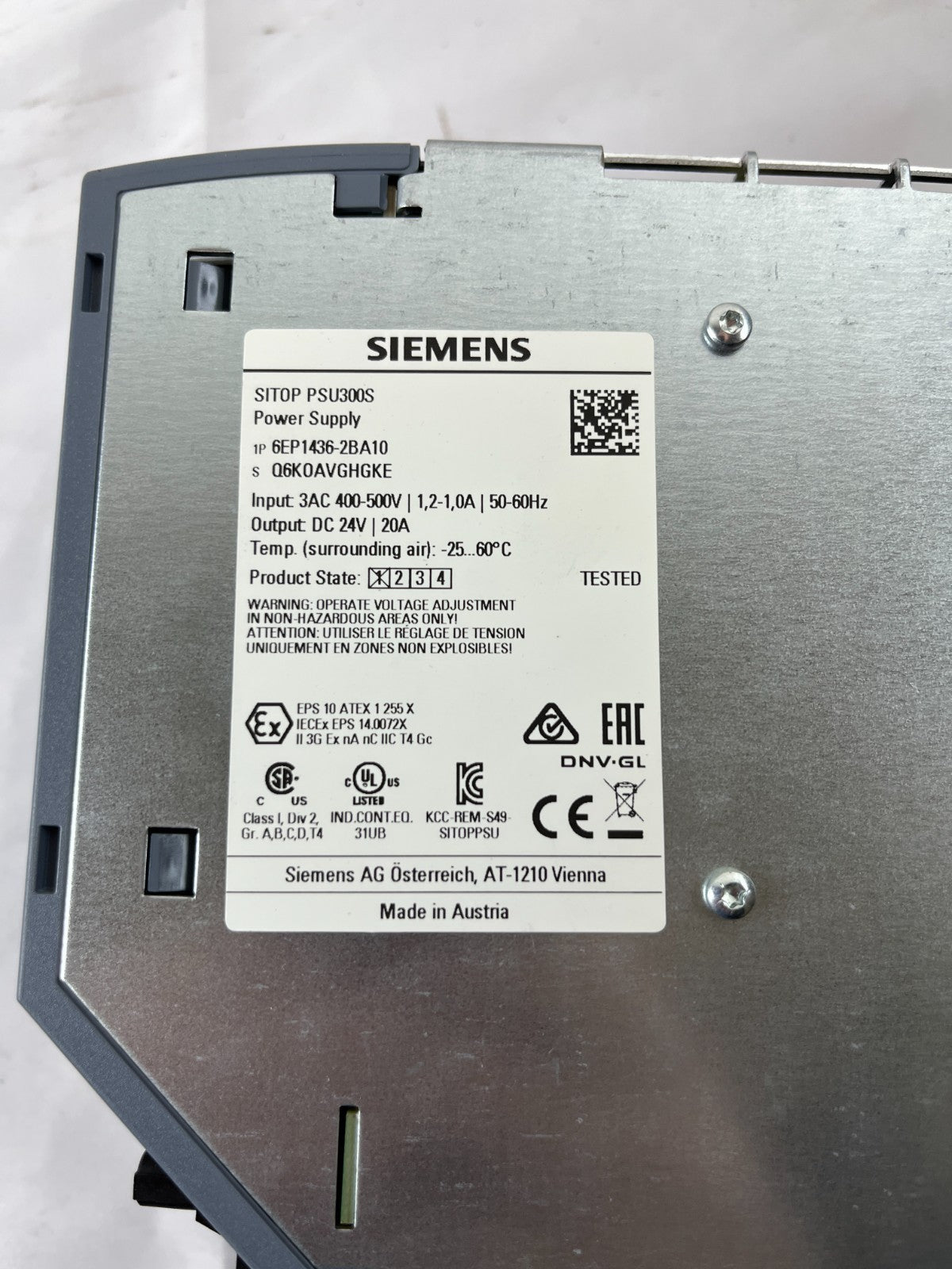 Siemens SITOP PSU300S 6EP1436-2BA10 24V 20A Power Supply Tested Used Spare Unit