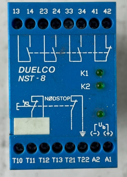 Duelco NST-8 Emergency Stop Safety Relay 230VAC USED Tested DK Danish