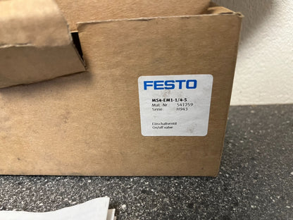 Festo MS4-EM1-1/4-S On/Off Valve Assembly with Filter Regulator MS4/6-LFR/LR(B)