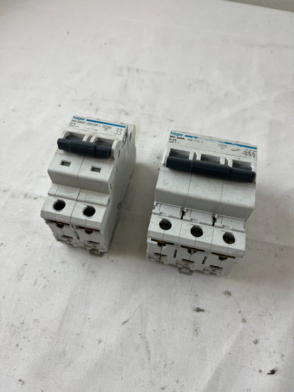 Hager ND206A D6 2P & MC325A C25 3P Circuit Breaker Lot 2pcs 400V Used Spares
