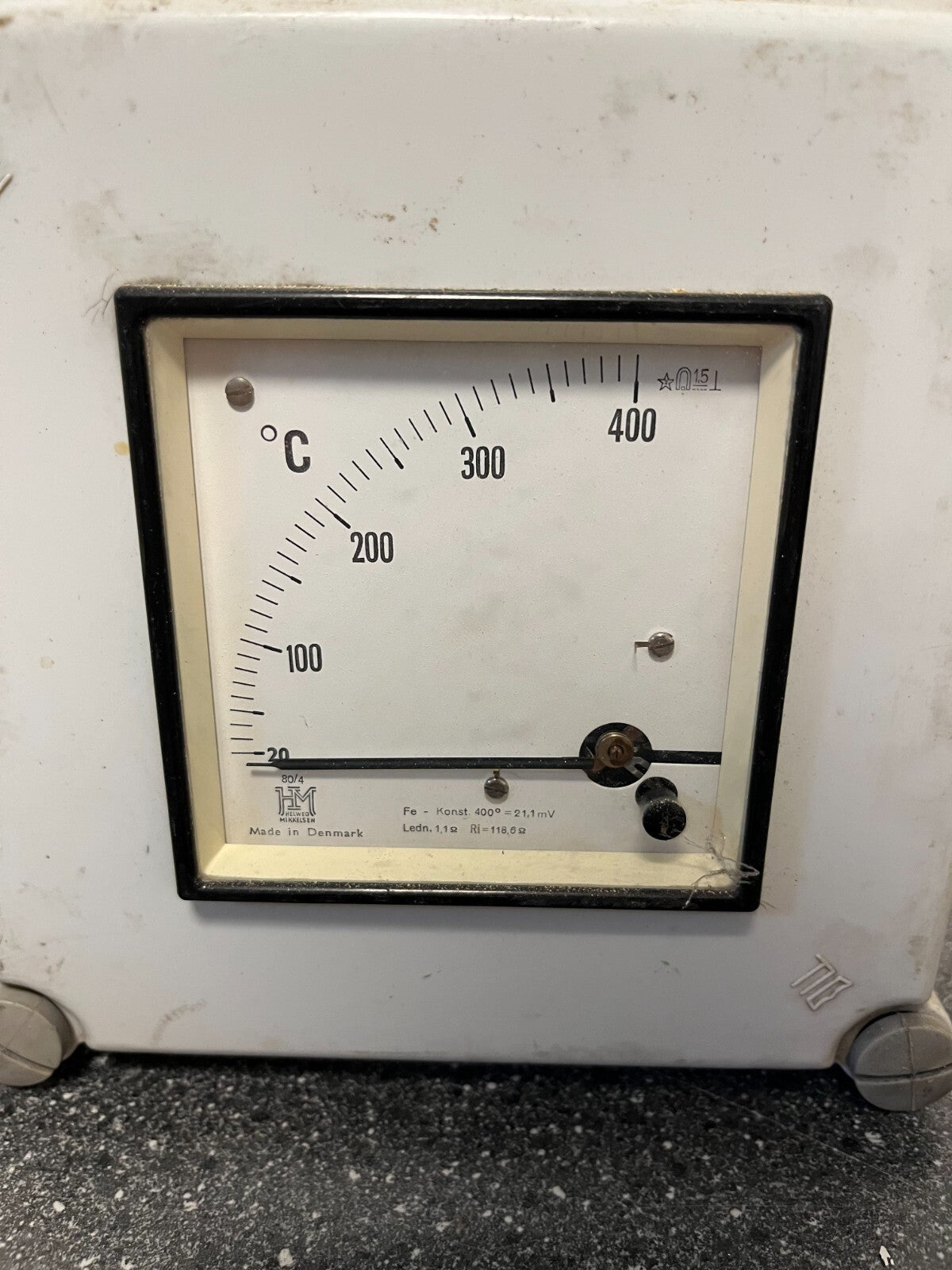 Vintage H. Helweg Mikkelsen Industrial Analog Temperature Gauge 0-400°C Denmark