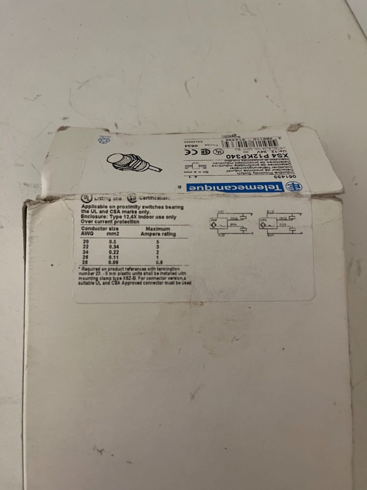 Telemecanique XS4P12KP340 Inductive Proximity Sensor M12 4mm 12-24VDC New