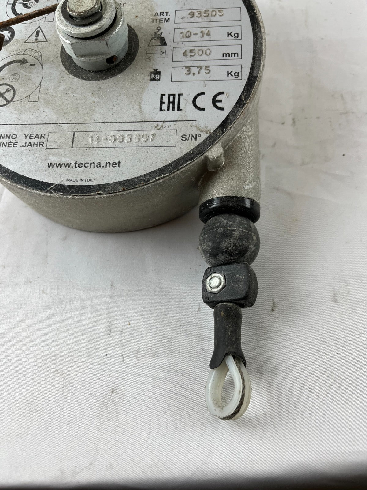 Tecna 9350S Tool Balancer 10–14 kg 4500 mm Spring Retractor Used Spare Unit
