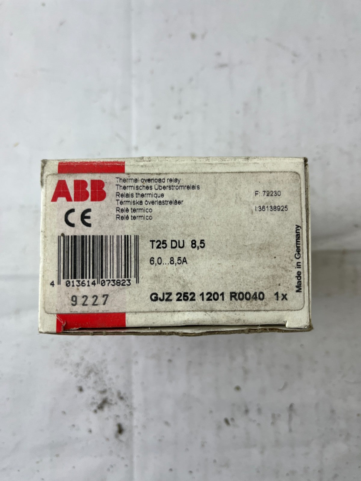 ABB T25 DU 8.5 Thermal Overload Relay 6.0–8.5A Class 10A New in Box