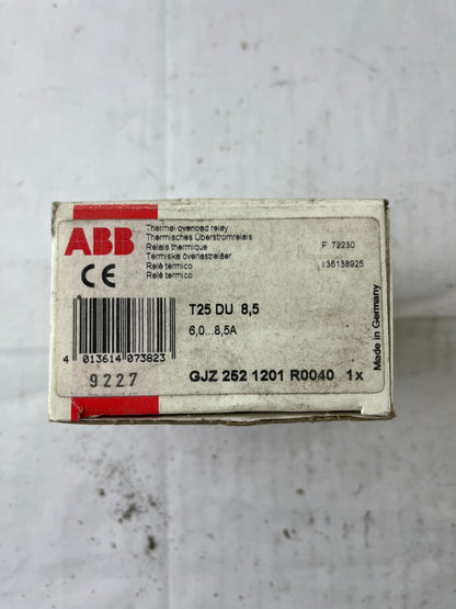 ABB T25 DU 8.5 Thermal Overload Relay 6.0–8.5A Class 10A New in Box