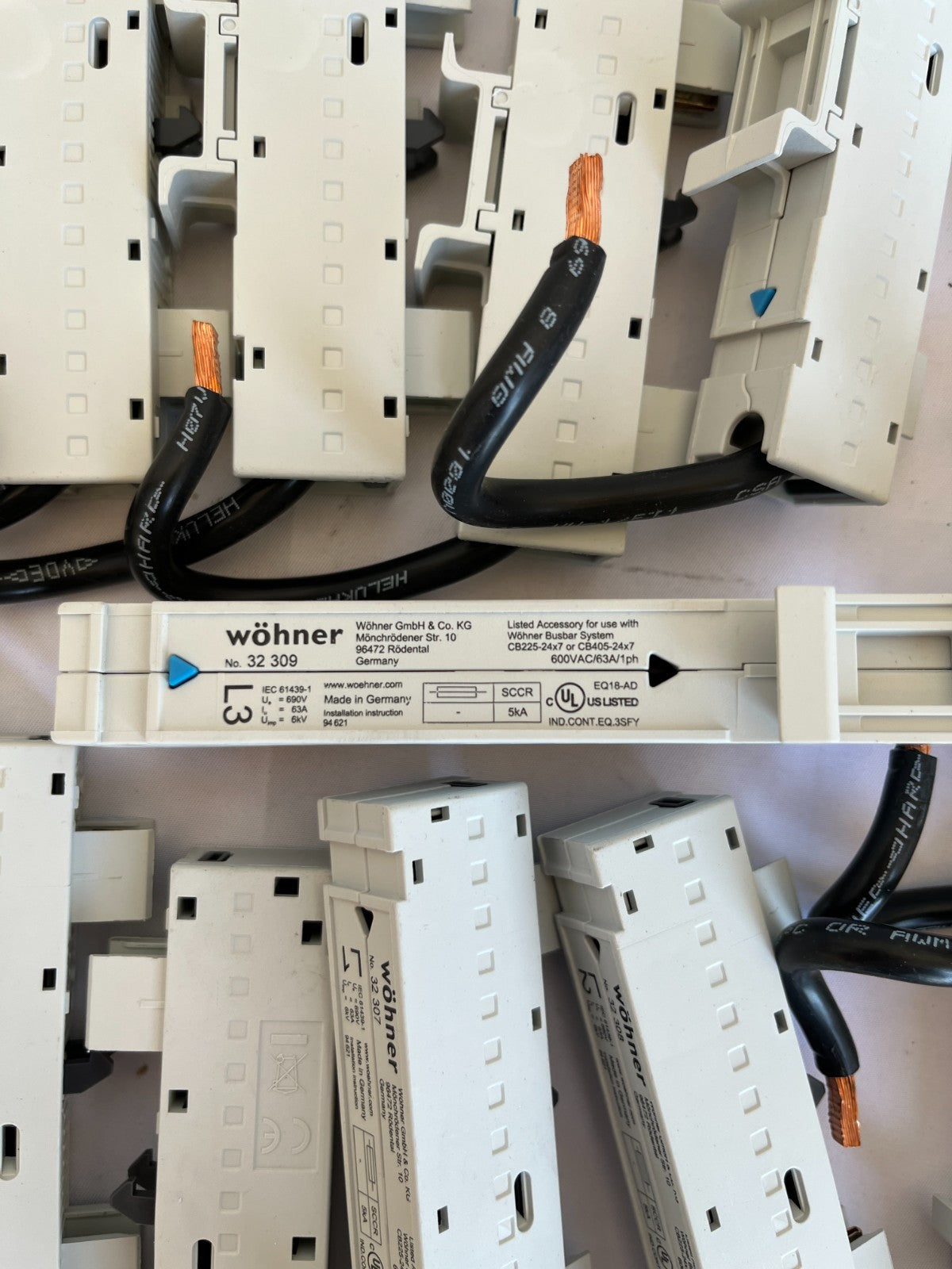Wöhner 32 309 Busbar Adapter 63A 600V Accessory Lot Of 29 Pcs Used Bundle Spares