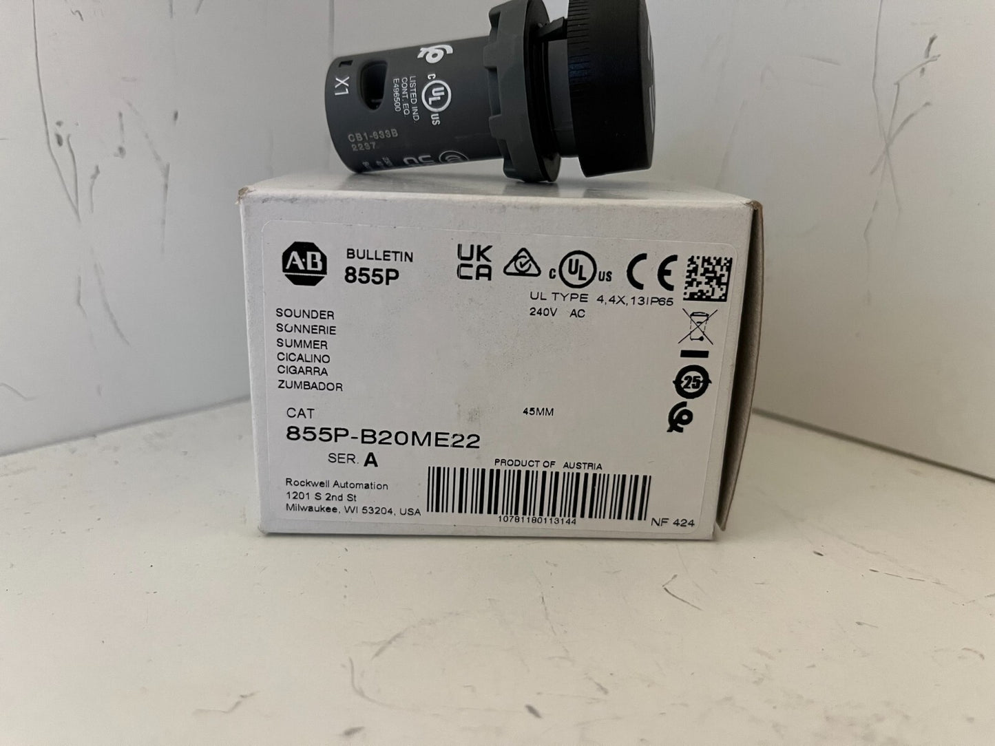 Allen-Bradley 855P-B20ME22 Panel Mount Sounder 240V AC 100dB New in Box