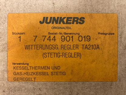 Junkers Bosch TA 21K Gas Boiler Temperature Controller NOS PN: 7744901019