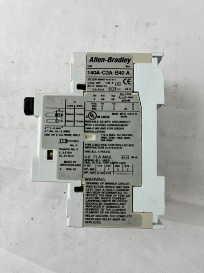 Allen‑Bradley 140A-C2A-B40 Manual Motor Starter 2.5–4.0A 3‑Pole Used Spare Part