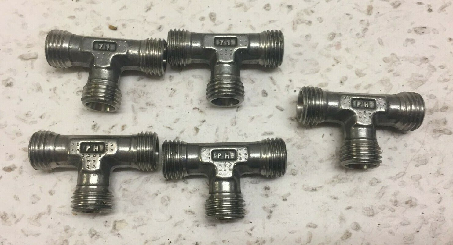 Parker Hannifin PH 71 Union Tee 5x pcs Lot of Used Stainless Steel Fittings