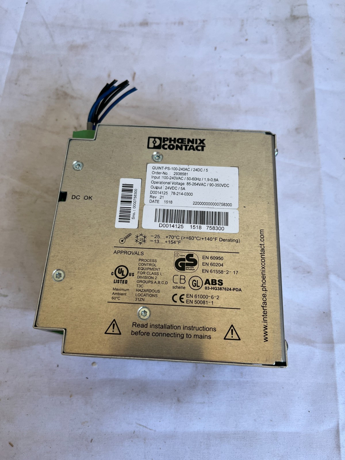 Phoenix Contact QUINT-PS-100-240AC/24DC/5 Power Supply 24V 5A Used Working Fine