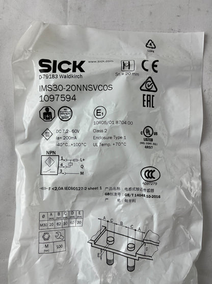 Sick IMS30-20NNSVC0S 1097594 Proximity Sensor M30 20mm NPN New Sealed Hungary
