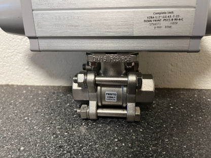 Festo VZBA-1/2"-GG-63-T-22 Pneumatic Ball Valve Actuator Assembly, Stainless