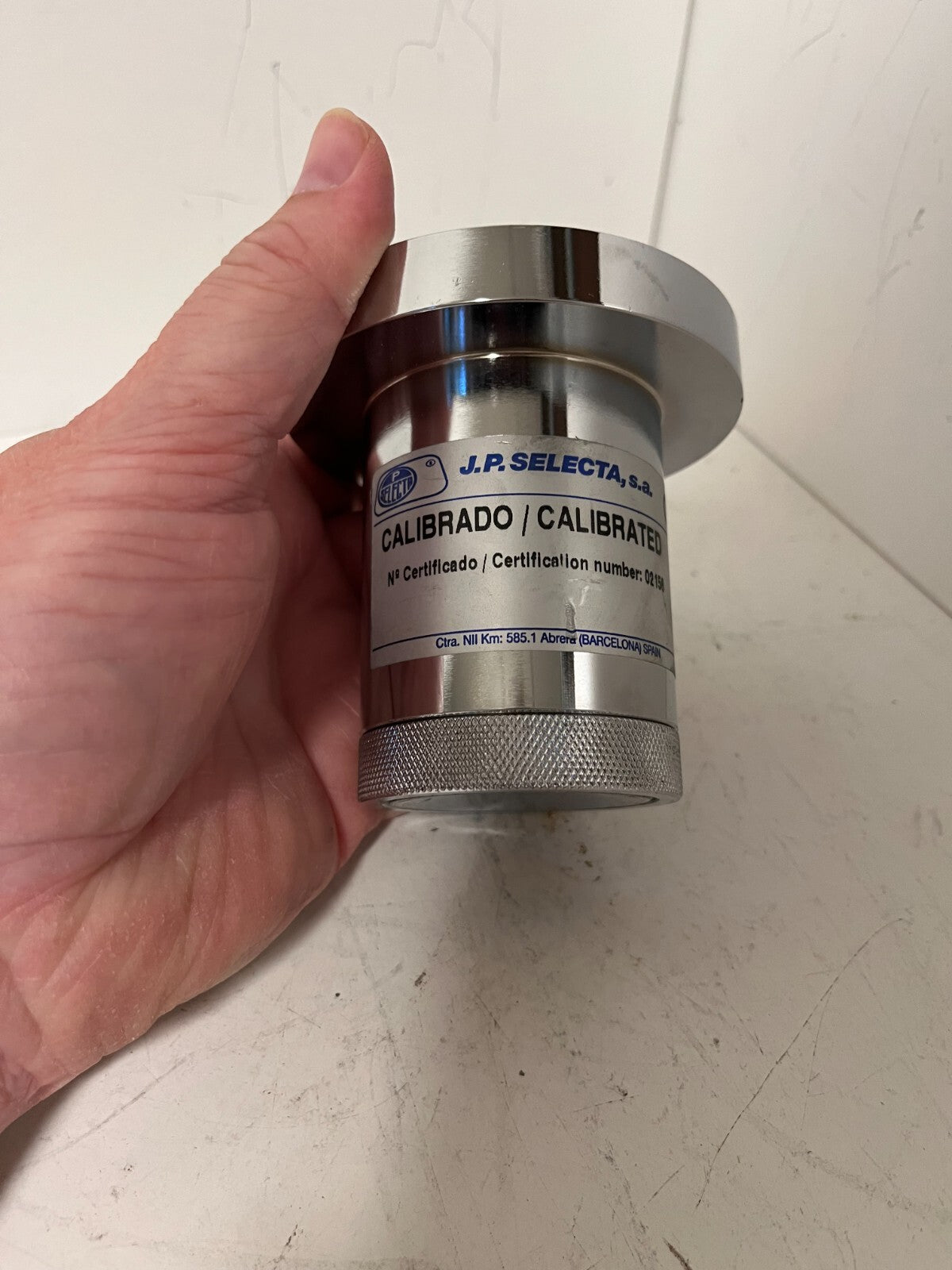 J.P. Selecta Calibrated Reference Vessel Stainless Cert 02158 Lab Hardly Used