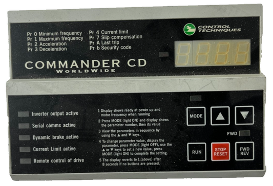 Control Techniques Commander CD Keypad Operator Panel DCN 93400 Used Working