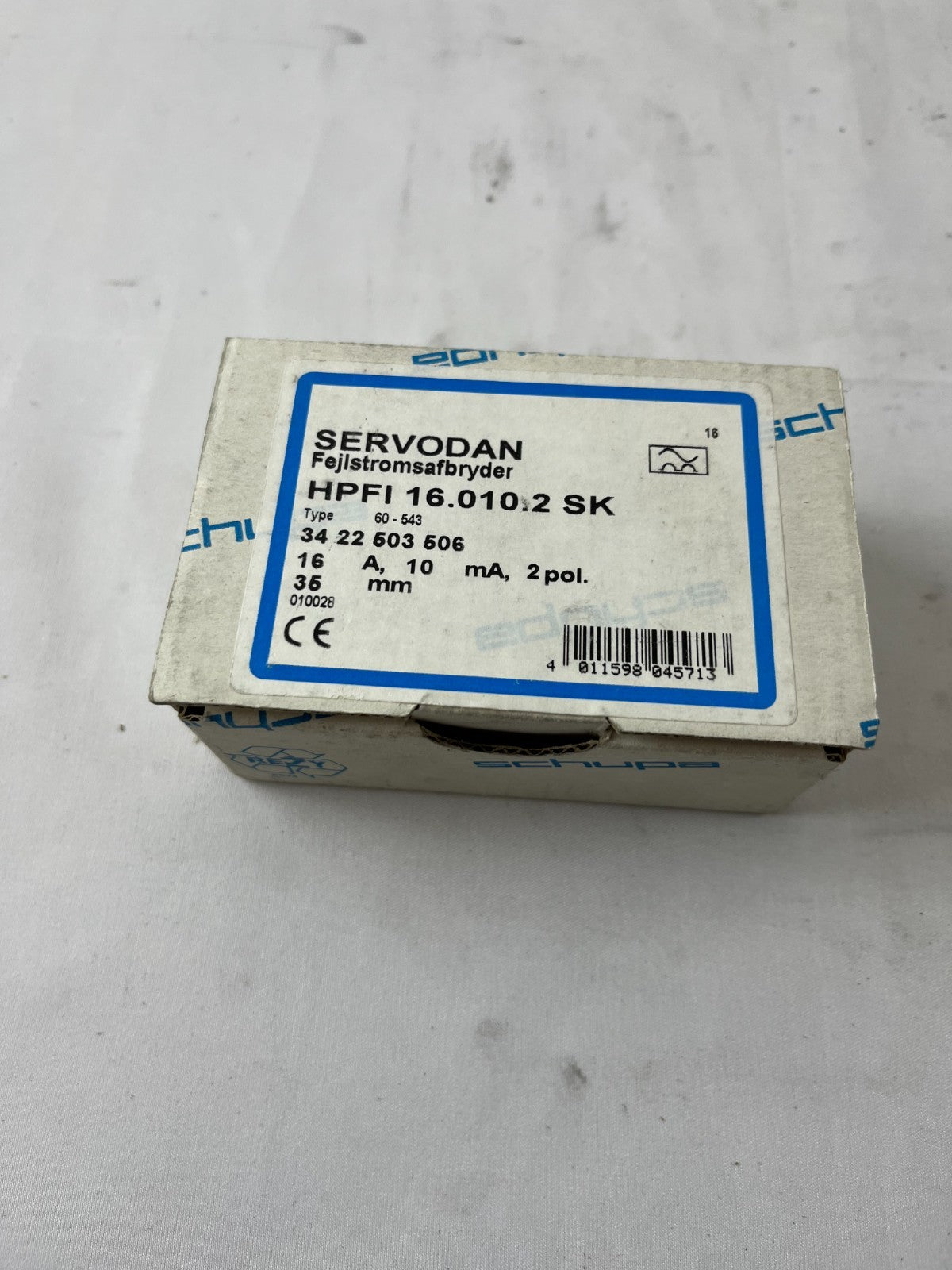 Servodan HPFI 16.010.2 SK 16A 10mA RCD Residual Current Device New Spare Unit