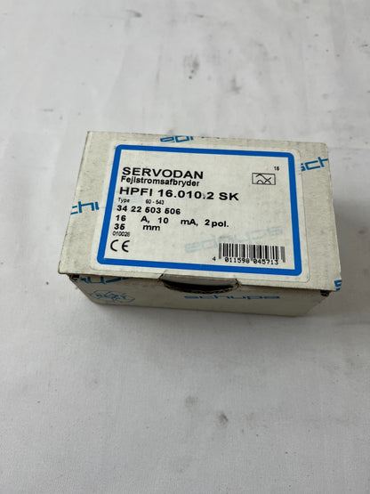 Servodan HPFI 16.010.2 SK 16A 10mA RCD Residual Current Device New Spare Unit