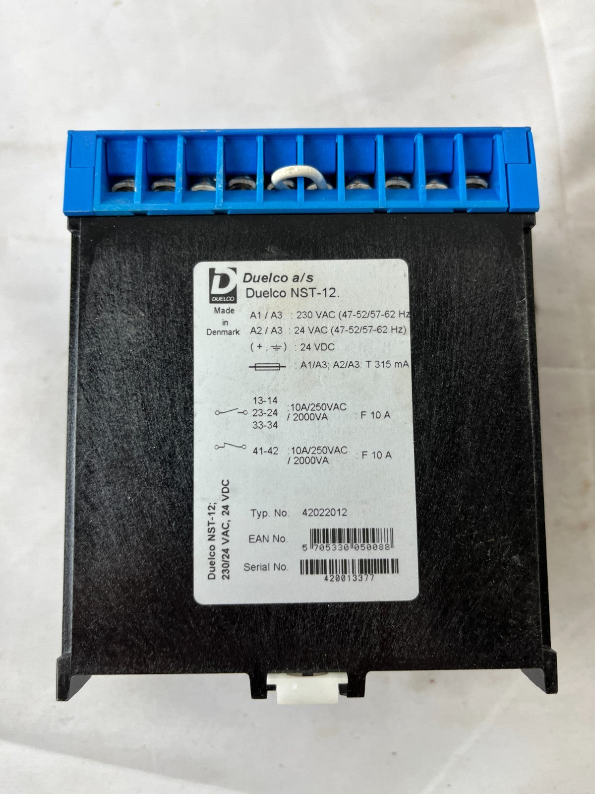 Duelco NST-12 Safety Relay Emergency Stop Module 24VDC 24VAC 230VAC Used Spare
