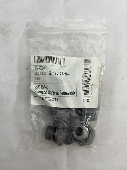 6x Peflex Fittings 15L-3/8 U.O Siemens Gamesa Renewable OEM New Bag Wind Turbine